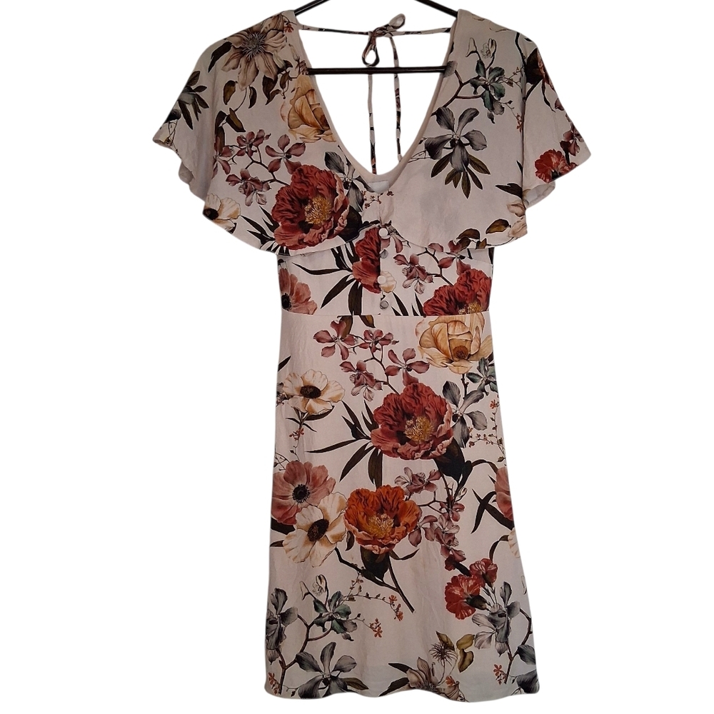 ​River Island Cottagecore Floral Mini Dress Ruffle V-Neck UK 8 / US 4